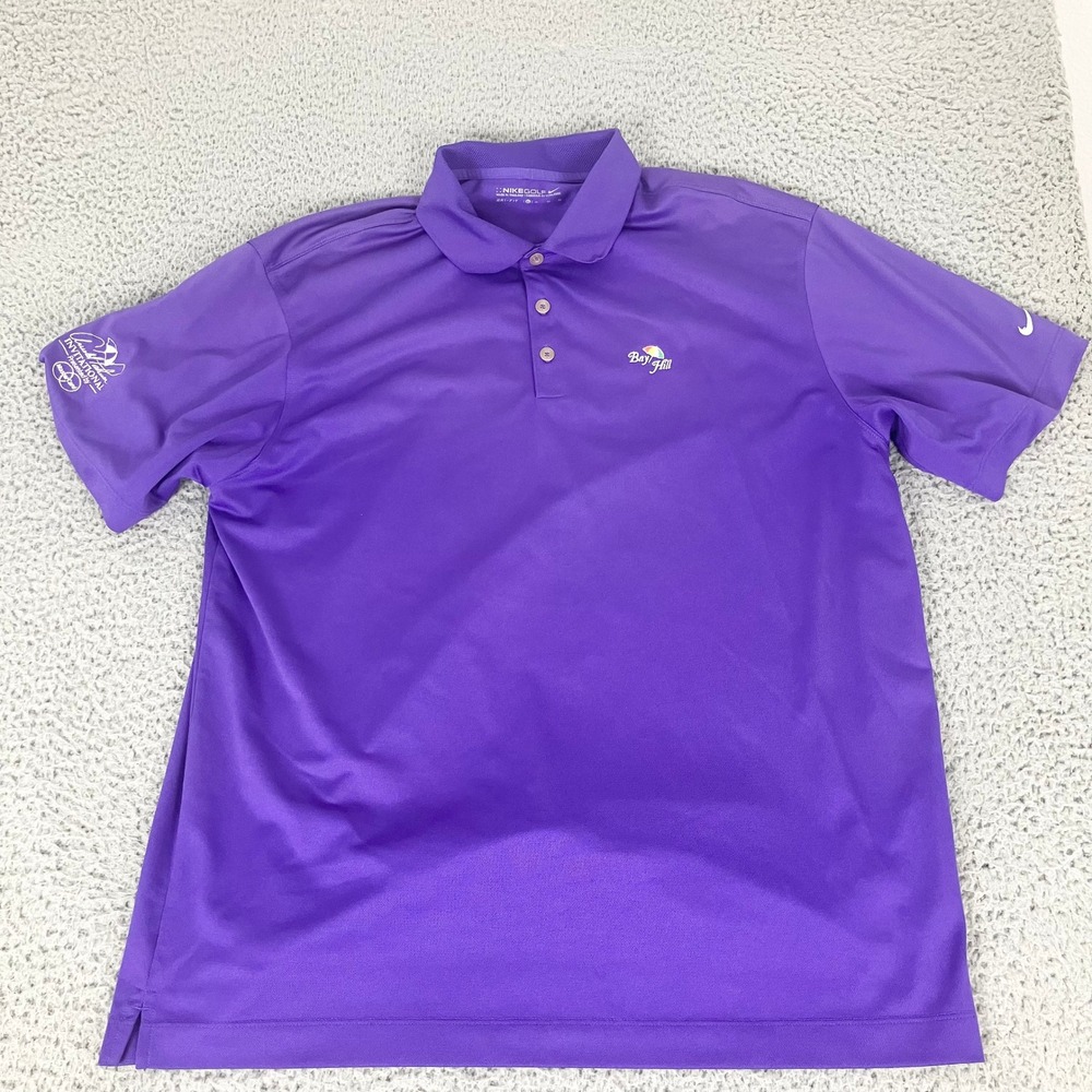 Nike Polo Shirt Mens XL Purple Bay Hill Arnold Palmer Invitational Dri-FIT Golf